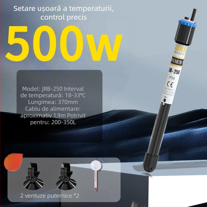 Sârmă de încălzire pentru acvariu, tub de cuarț, seria JRB, brand Jialu, putere 50–500 W