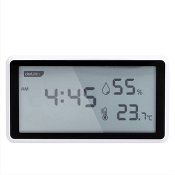 Termometru de cameră Deli cu afișaj LCD mare, pentru interior, alimentat cu baterie, model de birou