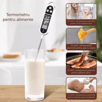 Termometru pentru alimente cu sondă – înaltă precizie, pentru lapte de bebeluși, bucătărie, temperatură de ulei și apă