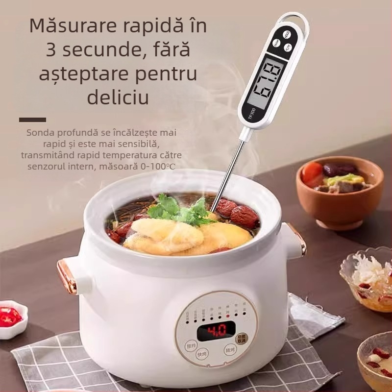 Termometru pentru alimente cu sondă – înaltă precizie, pentru lapte de bebeluși, bucătărie, temperatură de ulei și apă