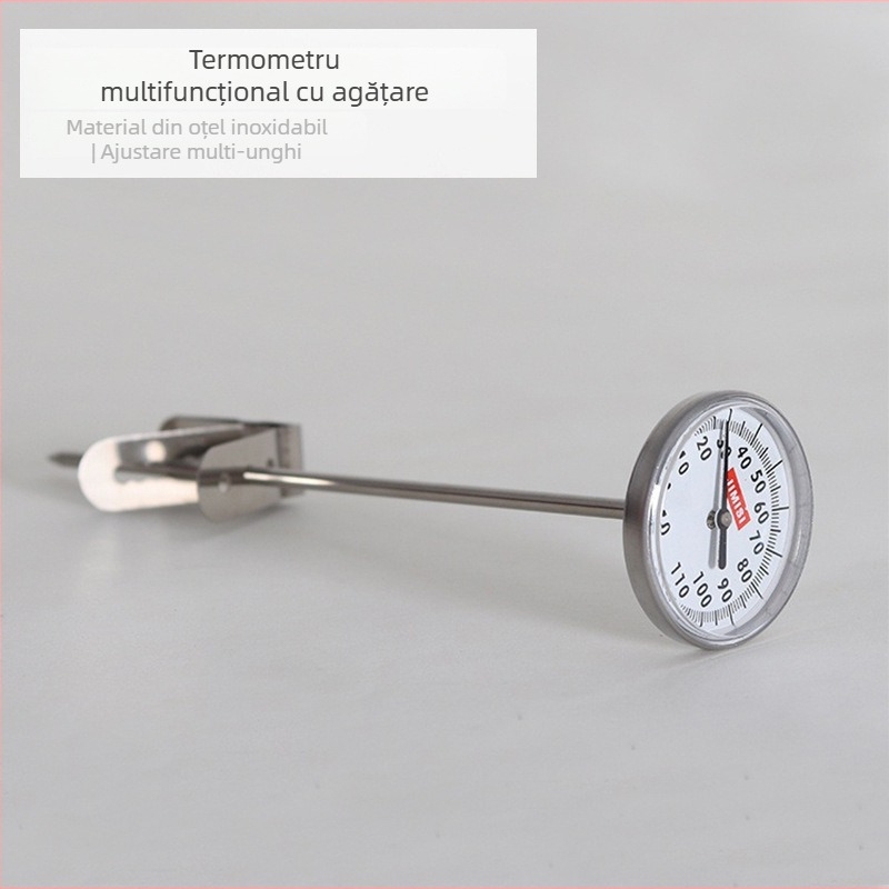 Termometru de bucătărie cu sondă, de agățat, pentru apă, ulei și lapte, interval -10°C până la 110°C