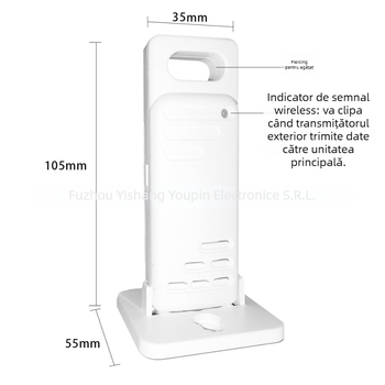 Monitor wireless de temperatură și umiditate pentru interior și exterior, cu ecran mare HD, rezoluție 0,1°C, stație meteorologică