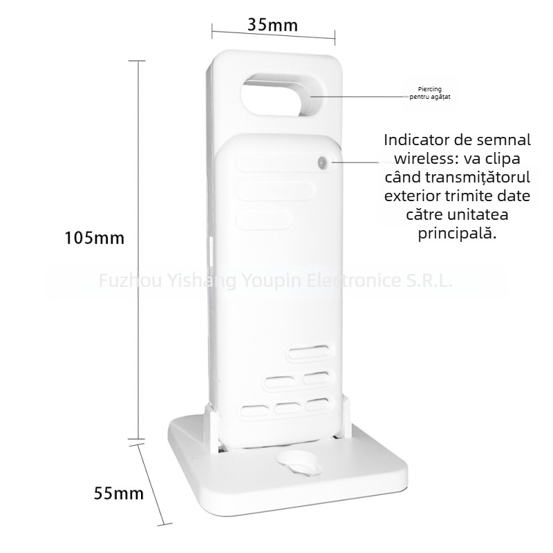 Monitor wireless de temperatură și umiditate pentru interior și exterior, cu ecran mare HD, rezoluție 0,1°C, stație meteorologică