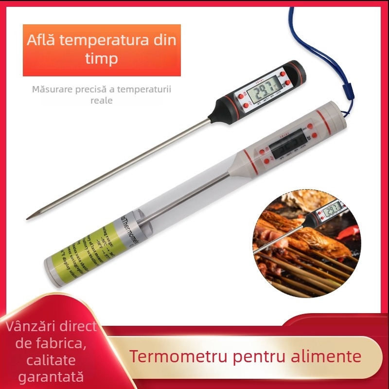 Termometru de bucătărie cu afișaj digital, rezoluție de 0,1°C, sondă reglabilă, Chef Ji Qixiu