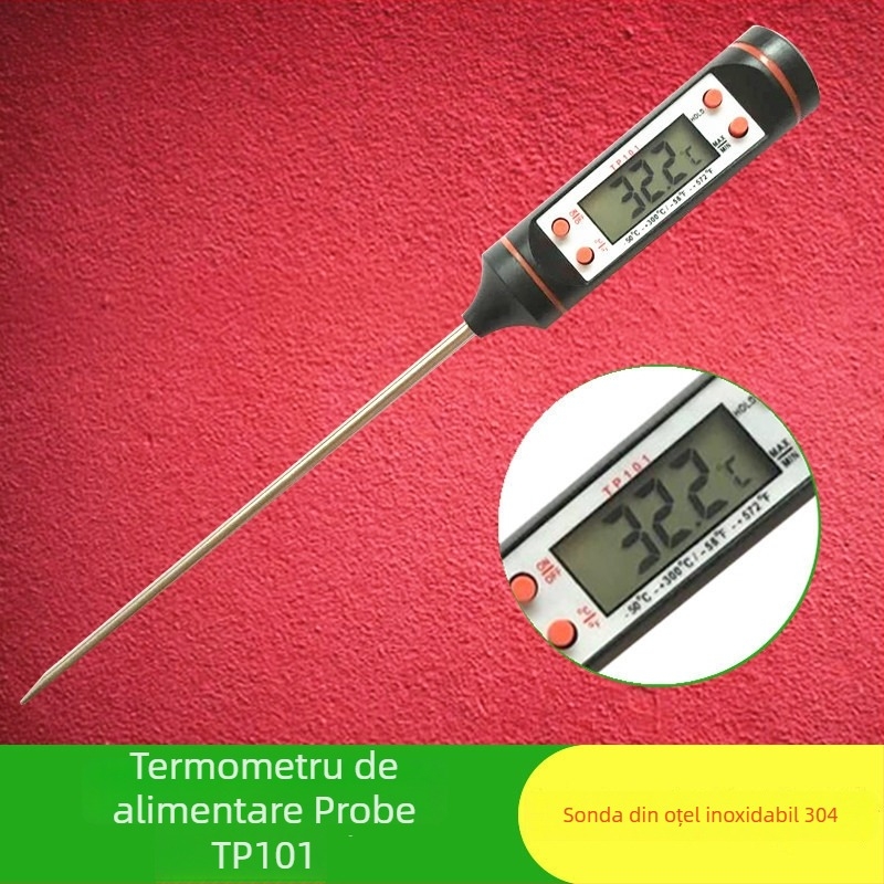 Termometru de bucătărie cu afișaj digital, rezoluție de 0,1°C, sondă reglabilă, Chef Ji Qixiu