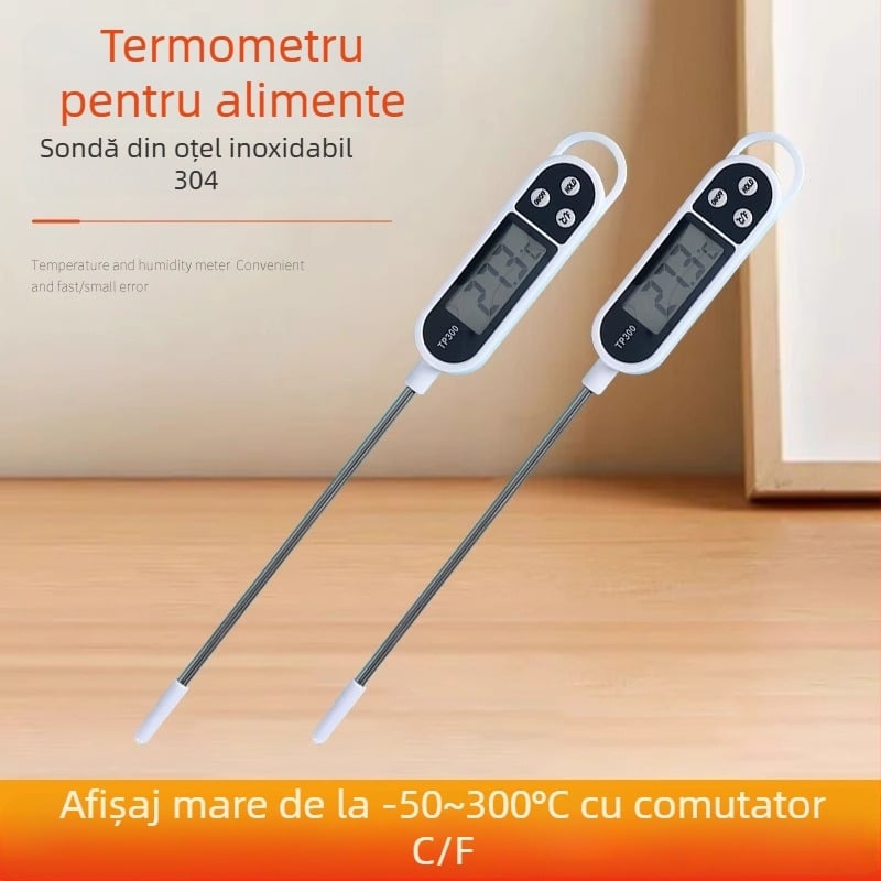 TP300 Termometru cu sondă, stil stilou, pentru BBQ, temperatură la ulei, apă și coacere