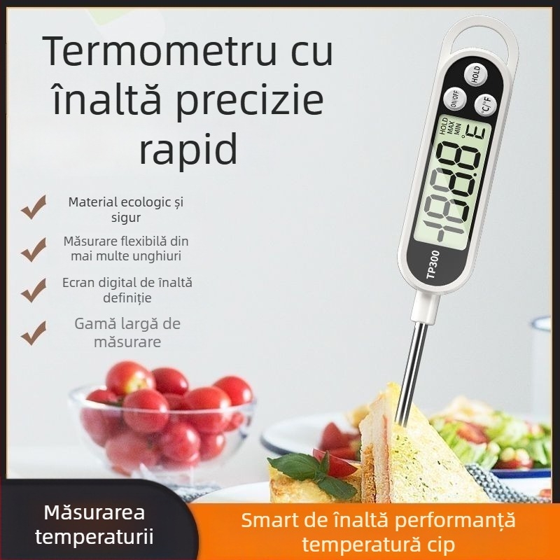 TP300 Termometru cu sondă, stil stilou, pentru BBQ, temperatură la ulei, apă și coacere