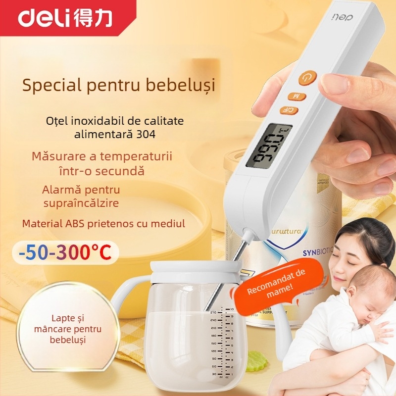 F2 Termometru cu sondă – pentru apă, ulei și lapte, baie bebeluși, precizie înaltă