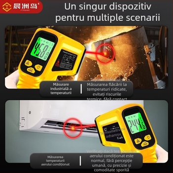 Termometru cu infraroșu portabil pentru uz industrial, timp de răspuns 0,5 s, alimentare cu baterii 2×1,5 V