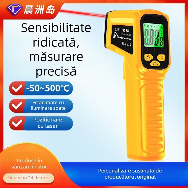 Termometru cu infraroșu portabil pentru uz industrial, timp de răspuns 0,5 s, alimentare cu baterii 2×1,5 V