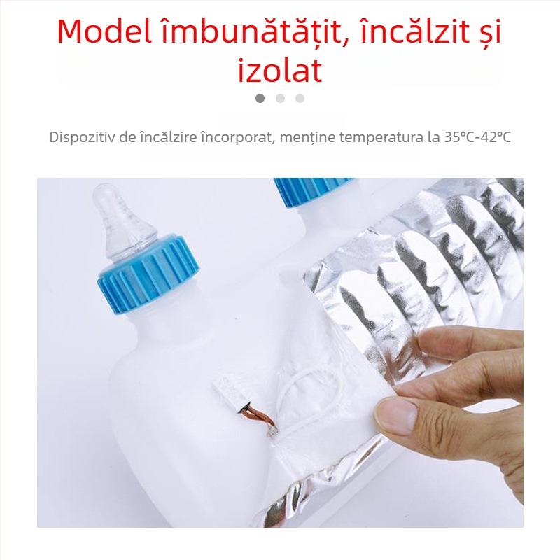 Dispozitiv de hrănire pentru animale cu temperatură constantă; potrivit pentru purcei, miei și viței