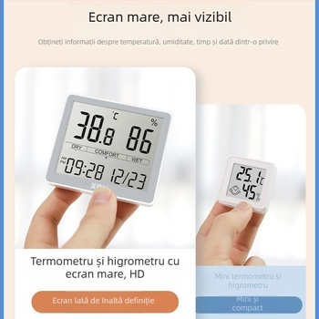JR311 Măsurător de temperatură și umiditate – Afișaj digital, baterie tip buton 1,5V, Monitorizarea mediului de acasă