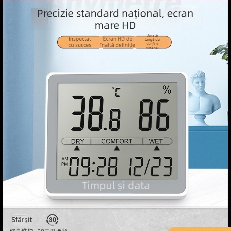 JR311 Măsurător de temperatură și umiditate – Afișaj digital, baterie tip buton 1,5V, Monitorizarea mediului de acasă