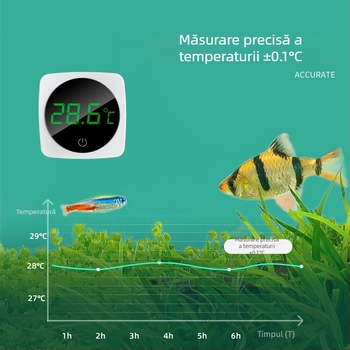 Termometru pentru acvariu – senzor digital de temperatură a apei, ABS + metal, precizie înaltă