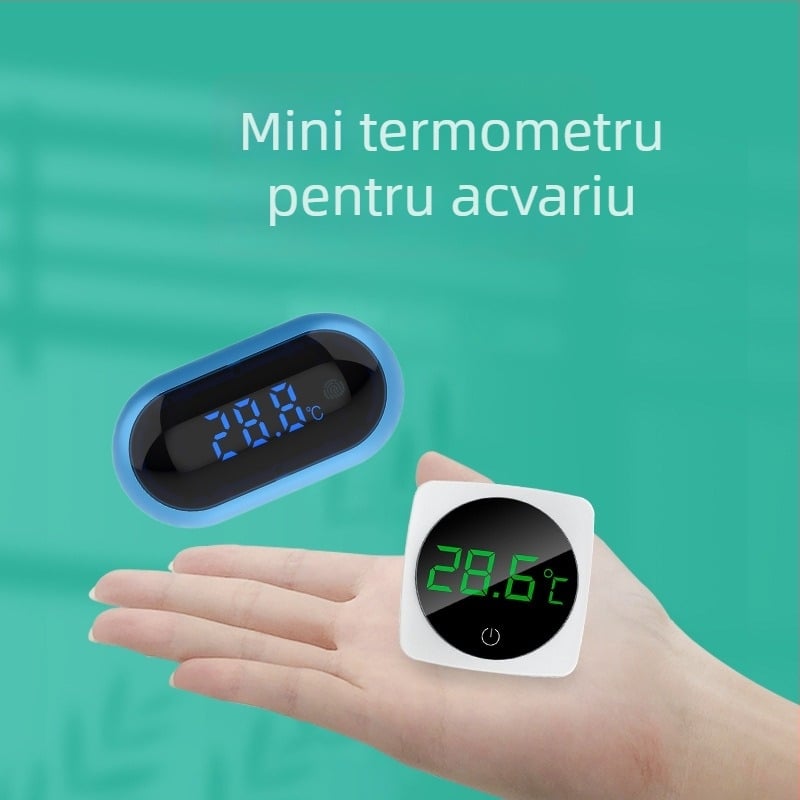 Termometru pentru acvariu – senzor digital de temperatură a apei, ABS + metal, precizie înaltă