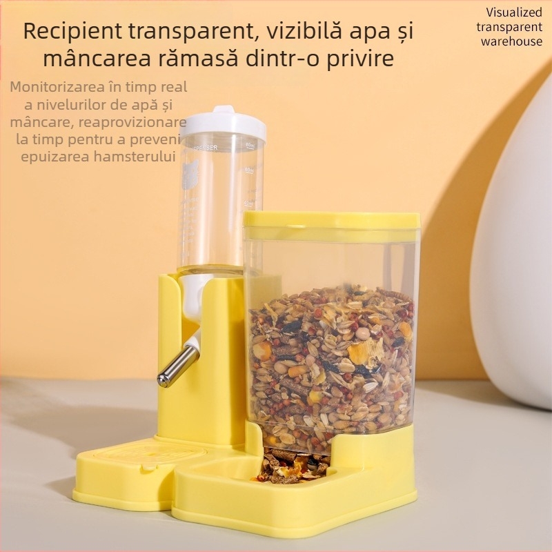Set pentru hamster: sticlă de apă, farfurie și adăpost — 2 în 1 anti-scurgere, din plastic, Nr. produs 937408597772