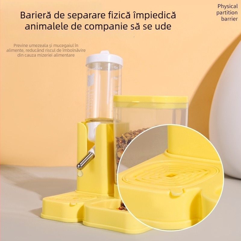 Set pentru hamster: sticlă de apă, farfurie și adăpost — 2 în 1 anti-scurgere, din plastic, Nr. produs 937408597772
