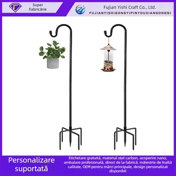 Cârlig din fier în stil cioban, lanternă solară pentru exterior și hrănitoare pentru păsări