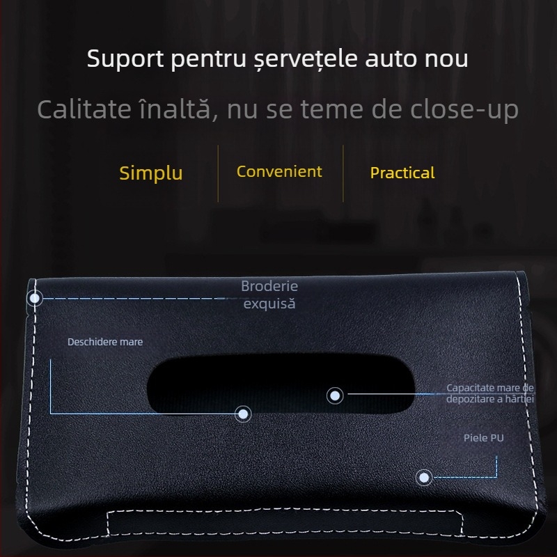 Guowei cutie din piele pentru șervețete auto, pentru parasolul de soare, cotieră și bord – accesorii interioare personalizabile