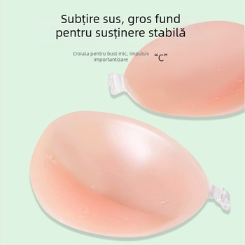 Sutien din silicon cu cupe 3D îngroșate, închidere frontală, bretele detașabile, acoperitoare pentru mameloane, Push-Up Bandeau