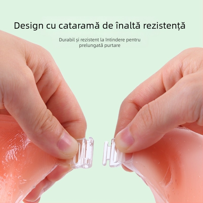 Sutien din silicon cu cupe 3D îngroșate, închidere frontală, bretele detașabile, acoperitoare pentru mameloane, Push-Up Bandeau