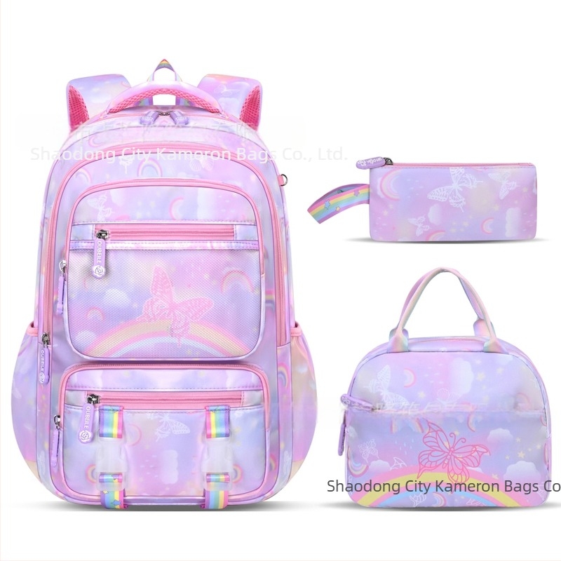 Rucsac școlar din nylon pentru ambele sexe, cu bretele respirabile și pernă de aer, pentru clasele 3–4.