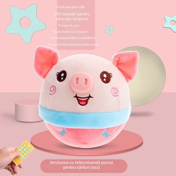 Porc pluș vorbitor, jucărie săritoare pentru sugari și copii (0–3 ani) – Muzică, pluș foarte moale