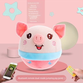 Porc pluș vorbitor, jucărie săritoare pentru sugari și copii (0–3 ani) – Muzică, pluș foarte moale