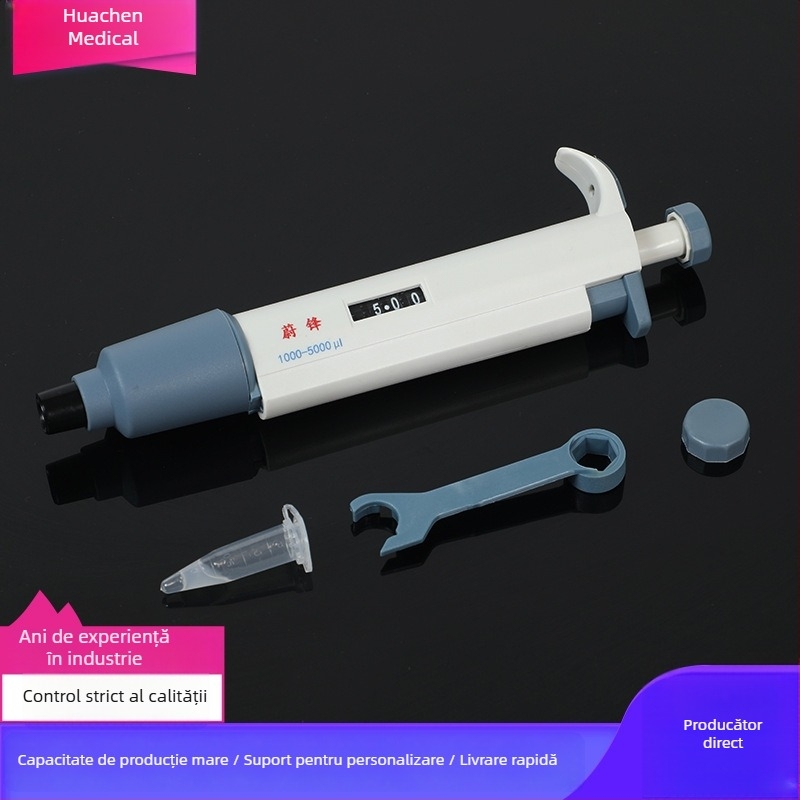 Pipetă cu un singur canal – reglabilă, manuală, de mare capacitate pentru micro-volume 5 ml / 10 ml / 200 µL / 1 ml