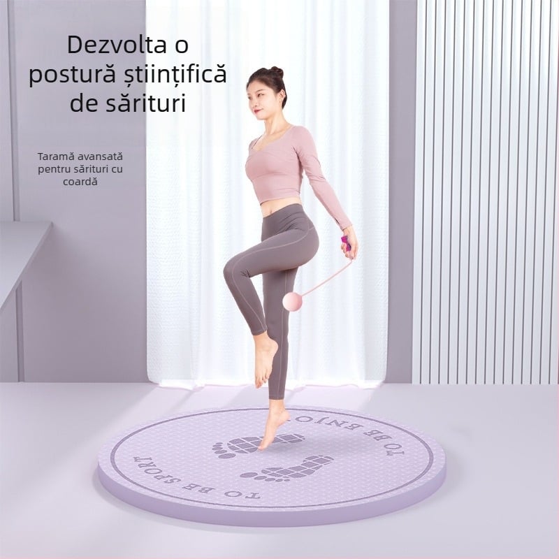 Covoraș pentru sărit cu coarda, fără fir – covor de yoga cu absorbție a șocurilor și izolare fonică, material TPE, greutate 1200 g, grosime 20 mm, model cu dungi