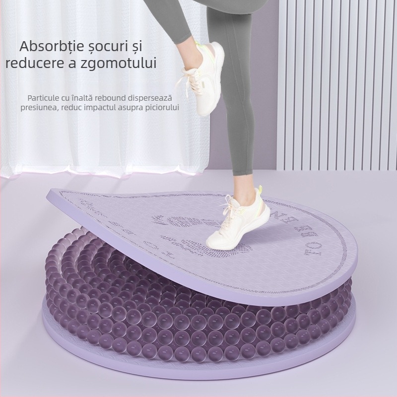 Covoraș pentru sărit cu coarda, fără fir – covor de yoga cu absorbție a șocurilor și izolare fonică, material TPE, greutate 1200 g, grosime 20 mm, model cu dungi
