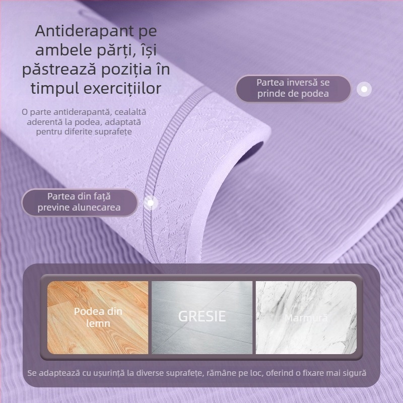 Covoraș pentru sărit cu coarda, fără fir – covor de yoga cu absorbție a șocurilor și izolare fonică, material TPE, greutate 1200 g, grosime 20 mm, model cu dungi