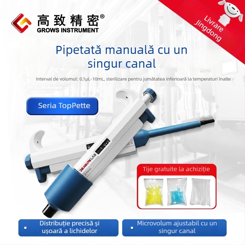 Pipetă manuală cu un singur canal, reglabilă, 5-50ul