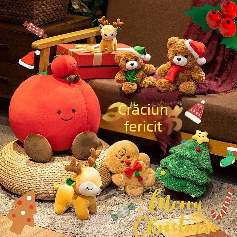 Jucărie pluș Ren - model animal, blană scurtă, umplutură PP bumbac