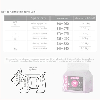 Pampers pentru animale de companie – țesătură nețesută; pentru femele; pantaloni menstrual