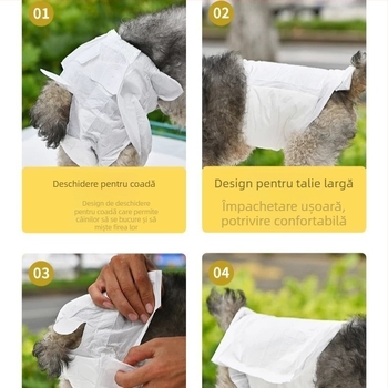 Milado scutece pentru câini, pantaloni de tip perioadă, țesătură nețesută, stil desen animat, pentru câini masculi