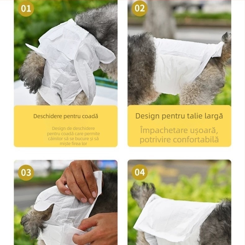 Milado scutece pentru câini, pantaloni de tip perioadă, țesătură nețesută, stil desen animat, pentru câini masculi