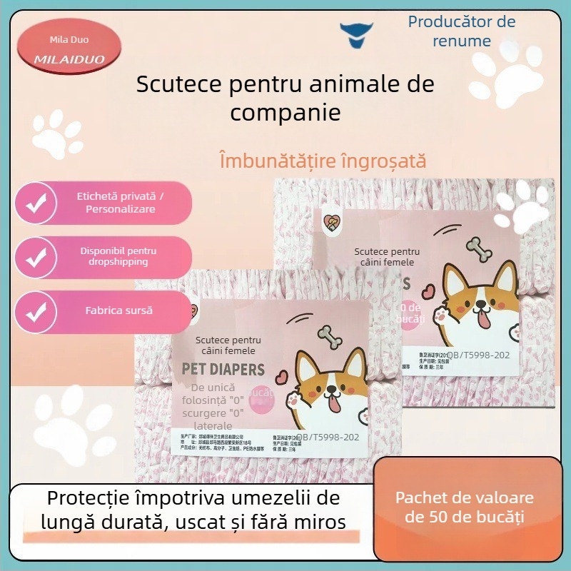 Milado scutece pentru câini, pantaloni de tip perioadă, țesătură nețesută, stil desen animat, pentru câini masculi