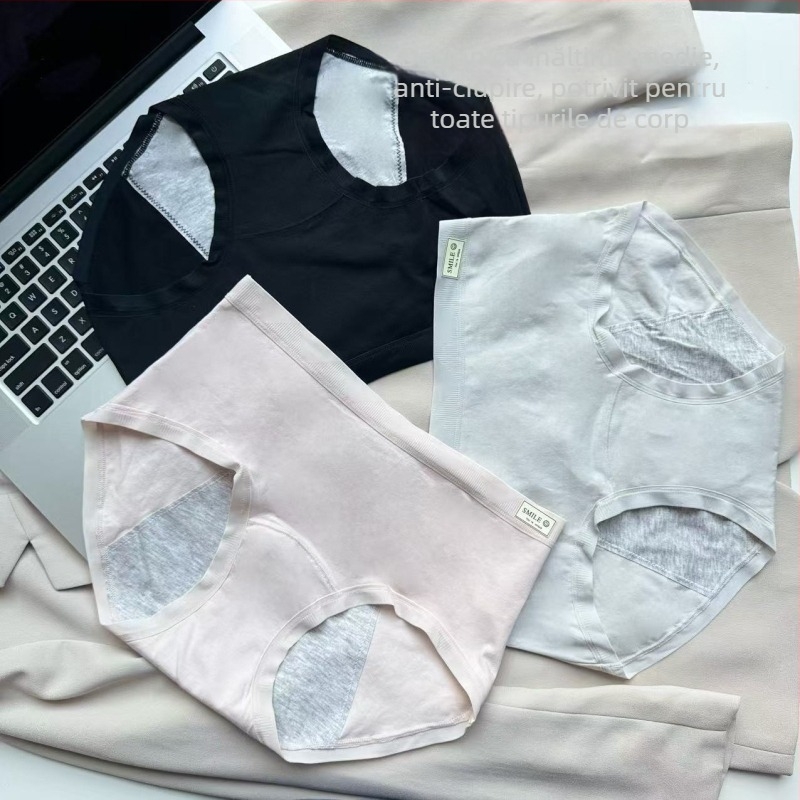 Pantaloni menstrual cu protecție împotriva scurgerilor și a excesului lateral, material din bumbac respirabil (exterior 95% bumbac, căptușeală 100% bumbac)
