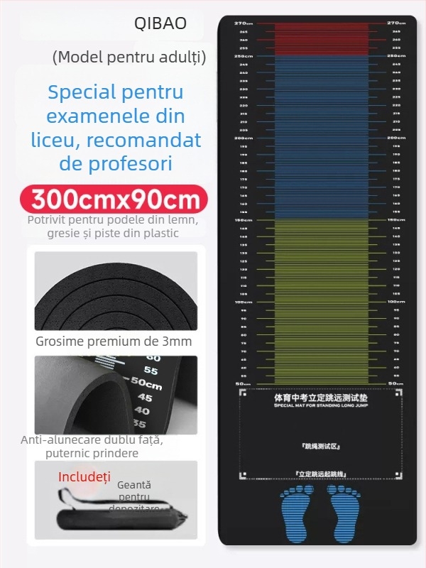 Covoraș pentru testul de săritură în picioare — antiderapant, pentru uz casnic, pentru copii, covoraș sportiv, din stofă de calitate