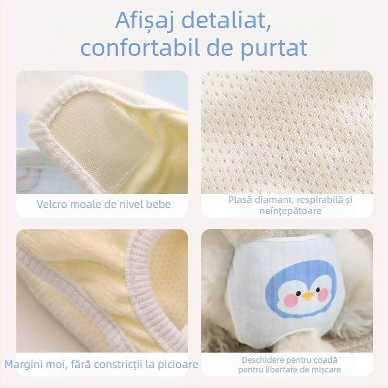 Pantaloni pentru perioadă la câini – poliester, stil desen animat, fabricat în China, fără importuri