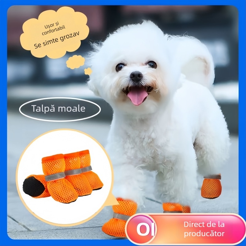 Încălțăminte pentru animale de companie din textil — pantofi de vară cu plasă pentru pisici și câini, marcă Aite Chong, talpă moale care nu alunecă de pe picior