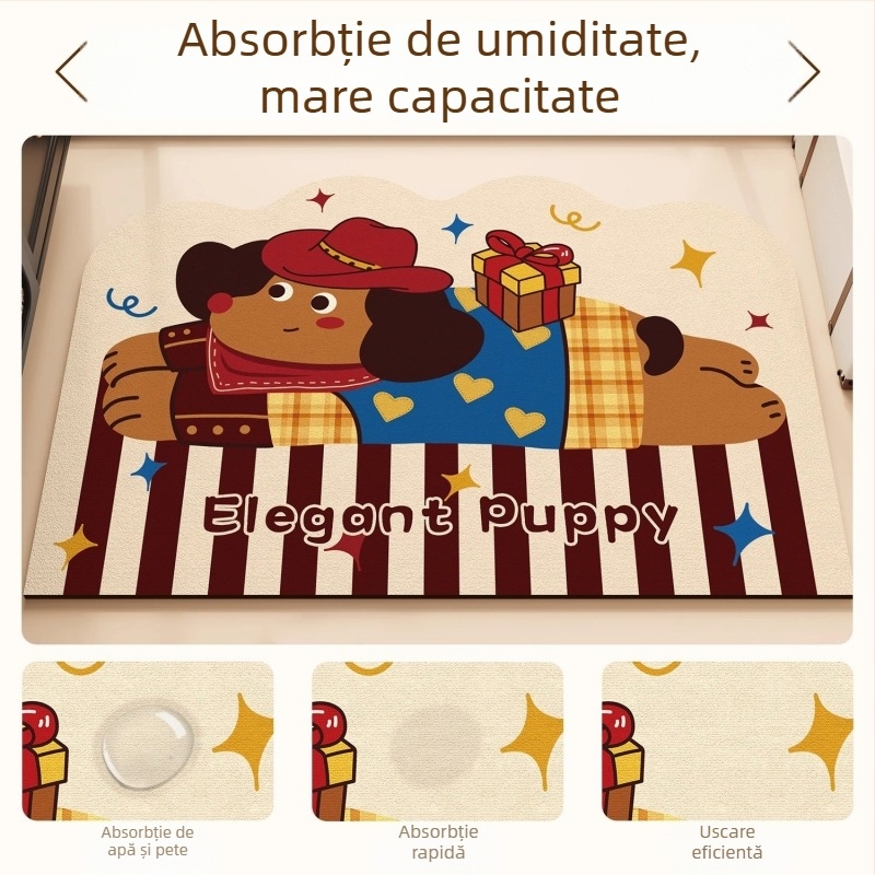 Covoraș de baie drăguț, design cartoon, Material: silicon cu nămol de alge, Uscare rapidă, Antiderapant, Formă neregulată, Stil drăguț