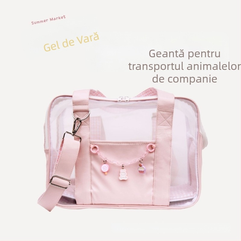 Geantă de transport pentru pisici și câini, PU, PINCOOL, model dantelă simplă, duritate medie spre moale