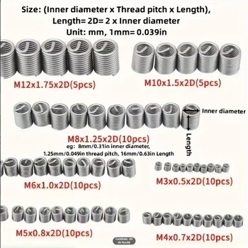 Inserții filetate din oțel cu filet metric gros – set, Jingheng ooo, neconvențional, standard A2-G-01