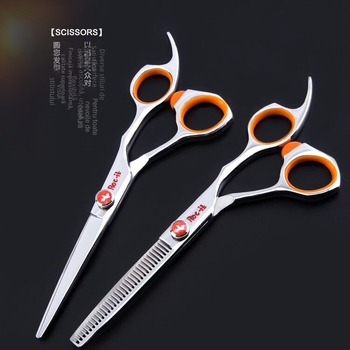 Set de foarfece pentru coafare – lame plate cu dinți, Yilong, subțiere 25-30, 28-30 dinți