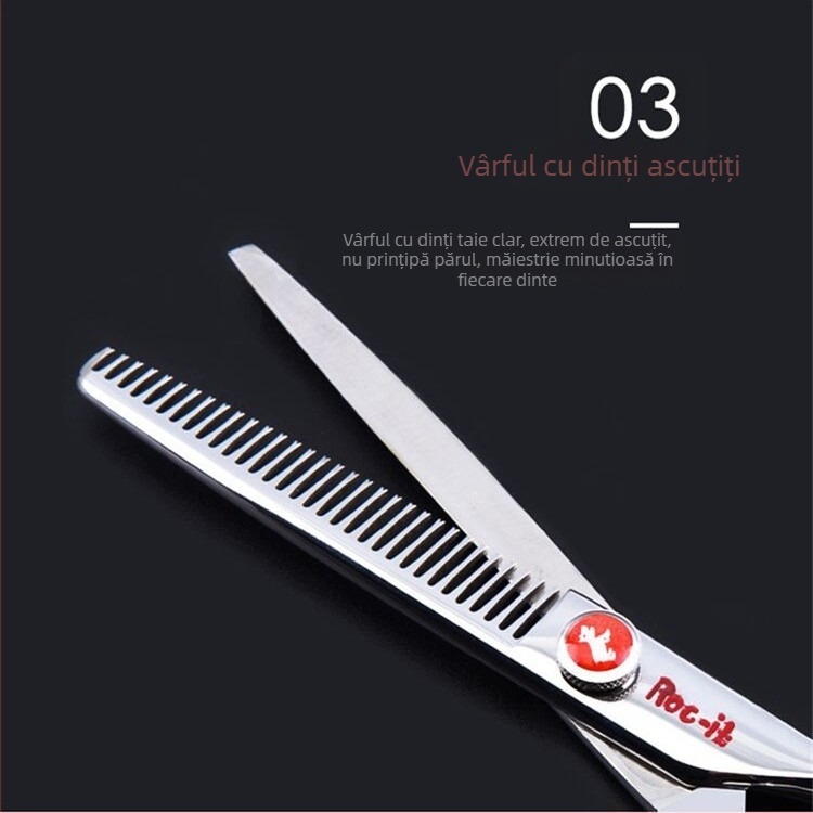 Set de foarfece pentru coafare – lame plate cu dinți, Yilong, subțiere 25-30, 28-30 dinți