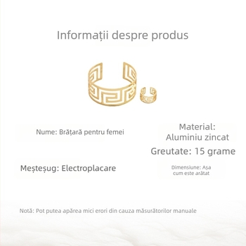 Set dama brățară și inel, design geometric, din aliaj de zinc, lanț normal, brand Basha