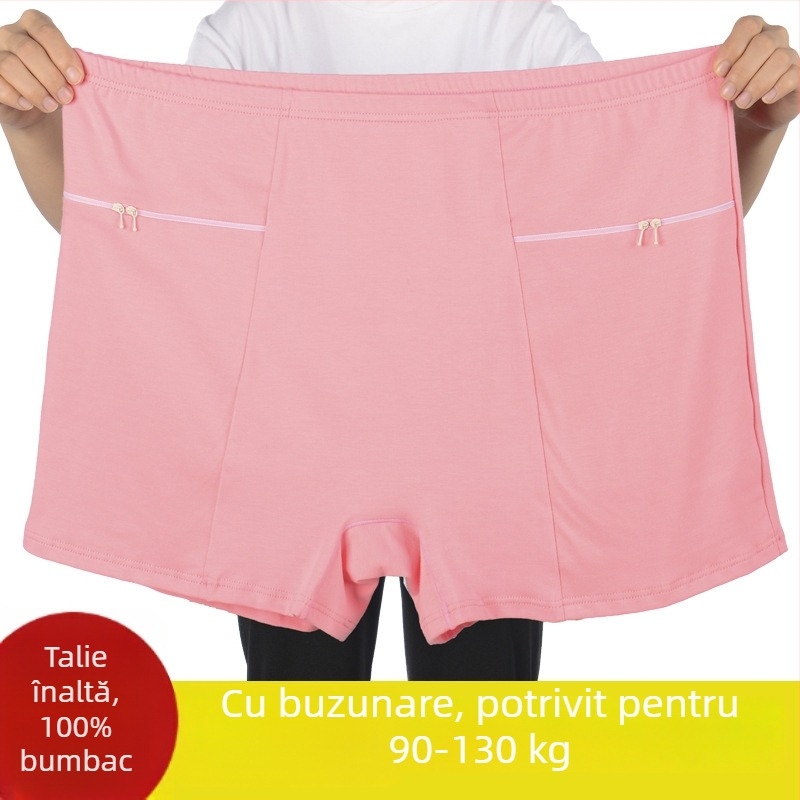 Chiloți pentru femei din bumbac cu talie înaltă, cu buzunare duble și fermoare duble; respirabil.