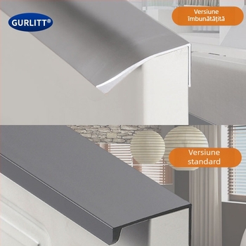 Mâner din aluminiu fără găuri pentru sertare, dulapuri pentru pantofi și garderobă — aliaj de aluminiu, electroplacare, stil modern minimalist